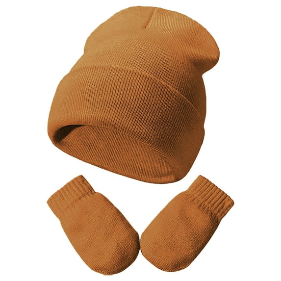 ToddlerGirls Winter Hats Gloves Set, Warm Hat Knit Gloves for Ages 0-5 Years Boys and Girls