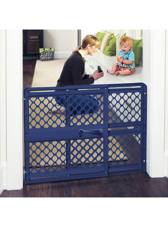 Toddleroo by North States 26"-42" Supergate Classic Baby Safety Gate, Color Navy, Plastic Material, Ages 0+