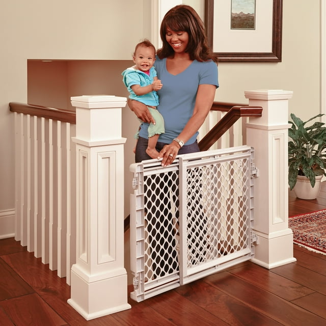 Toddleroo by North States 27"- 41" Stairway Baby Safety Gate, Light Gray