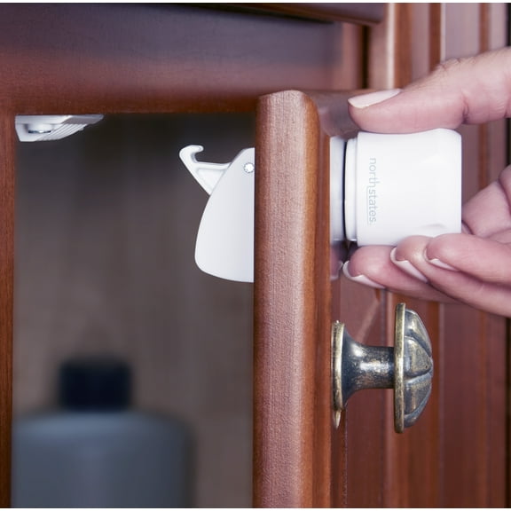 Toddleroo by North States Baby Safety Magnetic Lock Set for Drawers and Cabinets, 4 Count, White