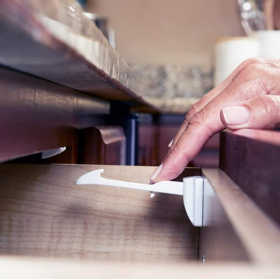 Toddleroo by North States Child Safety Drawer and Cabinet Tab Latches, White, 10 Pack