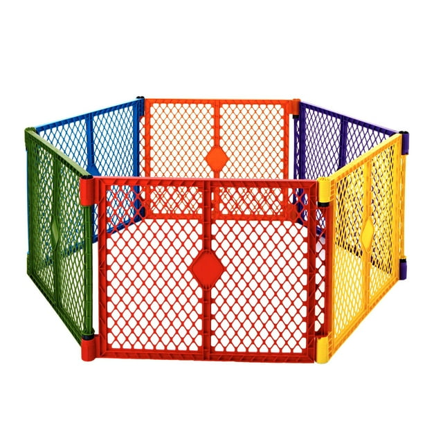 Toddleroo by North States Superyard Colorplay Baby Play Yard, Multicolor Plastic