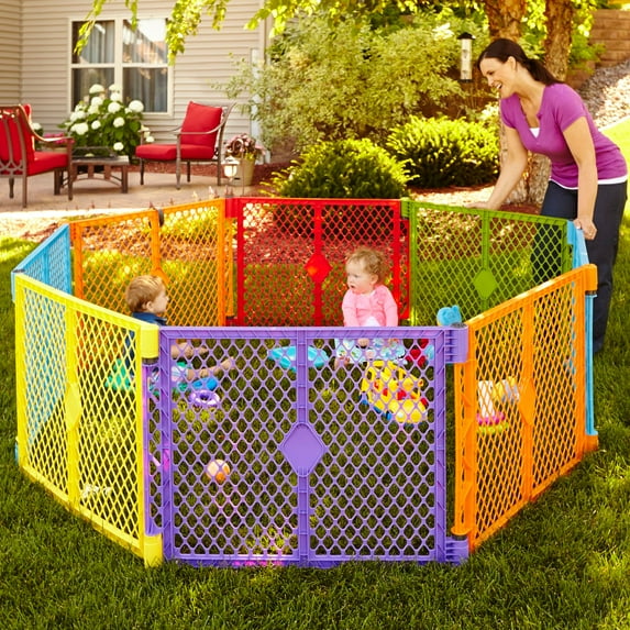 Toddleroo Superyard Colorplay Portable Indoor & Outdoor 8-Panel Play Yard, Multicolor