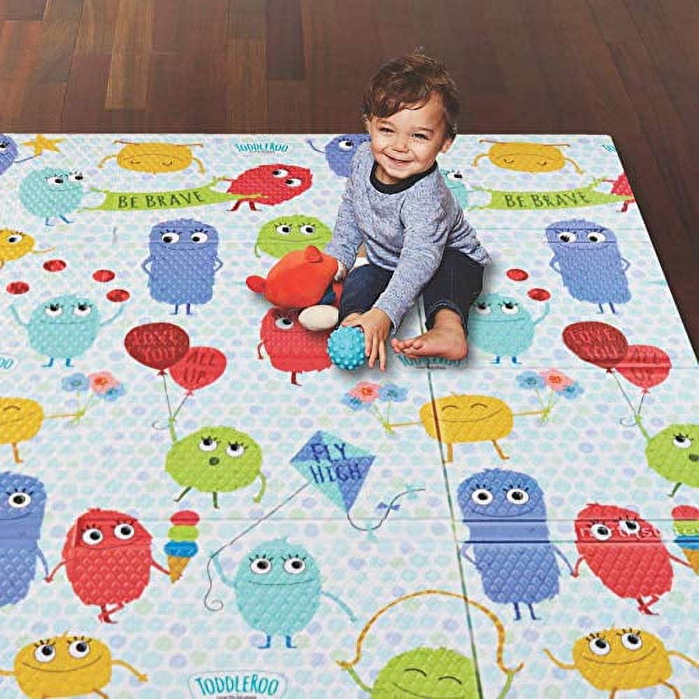 Toddleroo by North States  Superyard Folding Toddleroo Friends Play Mat for Babies, Extra Large 71” x 71”, Multicolor