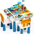 thumbnail image 1 of Toddlers Activity Table 7 in 1 Kids Activity Table and Chairs Set with 152Pcs Large Marble Run Building Blocks, Sand/Water Table, Kids Learning Play Table Toys for Girls Boys Toddler,Blue, 1 of 14