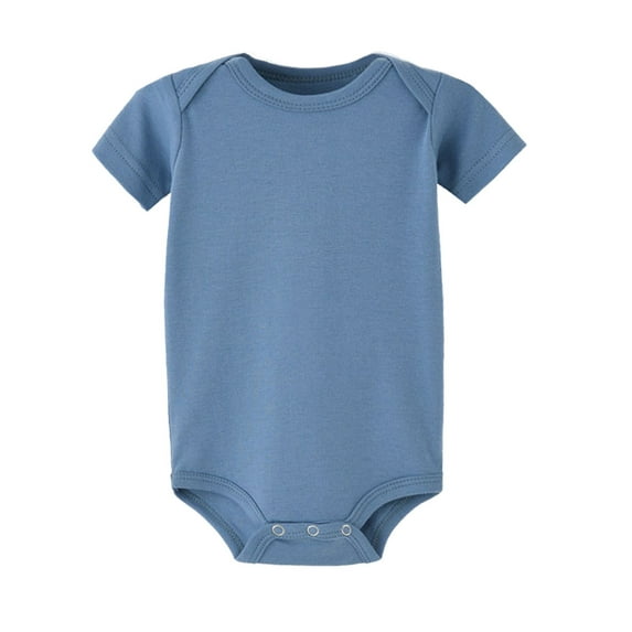 Toddlers Baby Boys Girls Solid Coral Bodysuits Short Sleeve Crew Neck Onesies Soft Stretch Cotton Rompers for Summer Comfort and Ease,Dark Blue,24M