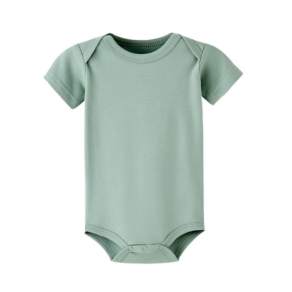 Toddlers Baby Boys Girls Solid Coral Bodysuits Short Sleeve Crew Neck Onesies Soft Stretch Cotton Rompers for Summer Comfort and Ease,Light Green,24M