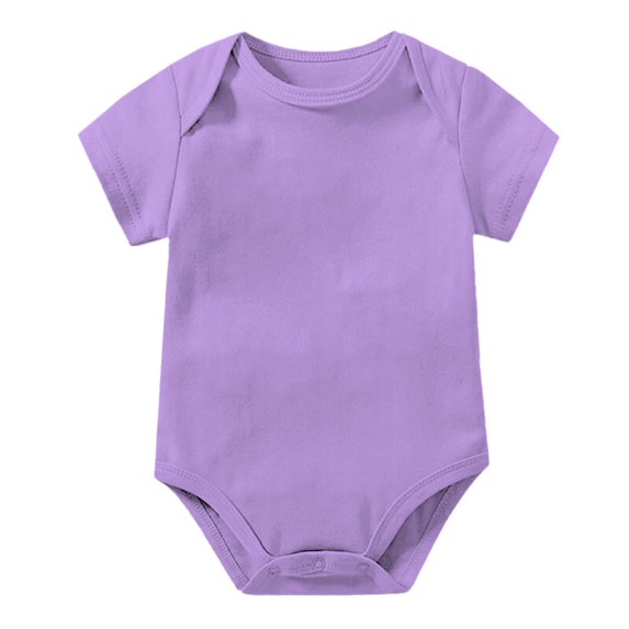 Toddlers Baby Boys Girls Solid Orange Bodysuits Short Sleeve Crew Neck Onesies Soft Cotton Rompers for Summer Daily Wear and Layering,Purple,18M