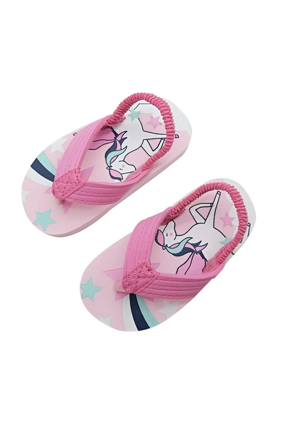 Toddlers Beach Flip Flops for Boys Girls Kids Soft Cushion Footbed Pool Water Sandals with Back Strap