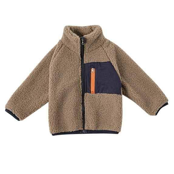 Toddlers Boys Girls 𝐏olar 𝐅𝐥eece Lined Sherp𝐚 Full-Zip Jacket Baby Winter Fuzzy Coat Long Sleeve Warm Outwear Padded Coats for Kids
