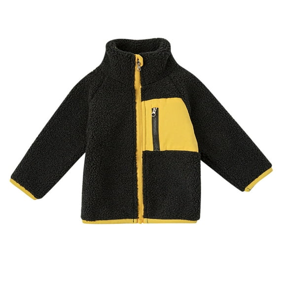 Toddlers Boys Girls 𝐏olar 𝐅𝐥eece Lined Sherp𝐚 Full-Zip Jacket Baby Winter Fuzzy Coat Long Sleeve Warm Outwear Padded Coats for Kids