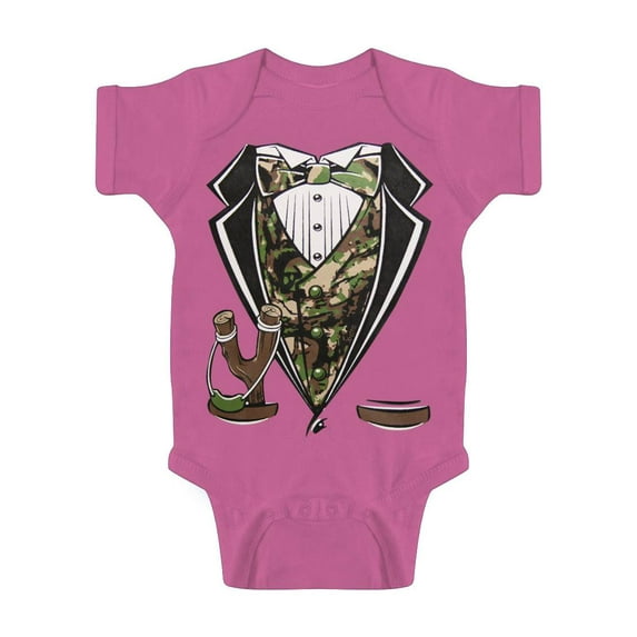 Toddlers Camo Tuxedo Bodysuit - Raspberry - 24 Months