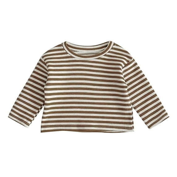 Toddlers Casual Striped Crew Neck Long Sleeve T-Shirt & Soft Baby Pullover For Daily Outfit,Size:0-6 Months