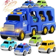 Toddlers City Truck Toys for Kids 3-9 Year Old 5 in 1 Friction Power Vehicle Car for 3 4 5 6 7 Years Old Boys Girls Carrier Truck Transport Toys for Christmas and Birthday Gifts