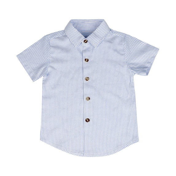 Toddlers Cotton Shirts Short Sleeve Button-Down Collared Blouses Tops Size 3-11 Boys Girls Lightweight Stripe Printed Going-Out T-Shirts