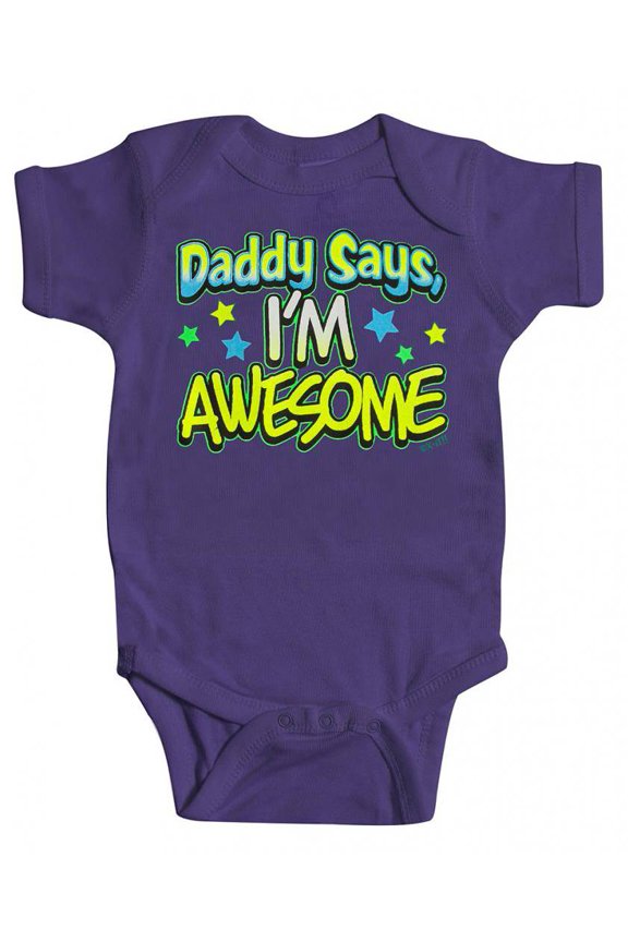 Toddlers "Daddy Says, I'm Awesome" Bodysuit - Purple - 6 Months