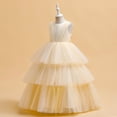 thumbnail image 1 of Toddlers Dresses Flower Girl Dress Sleeveless Tulle Dress Girls Party Dress Girls Beige Dress for Girls Toddler Formal Dress Toddler Birthday Dress 8-9 Years, 1 of 3