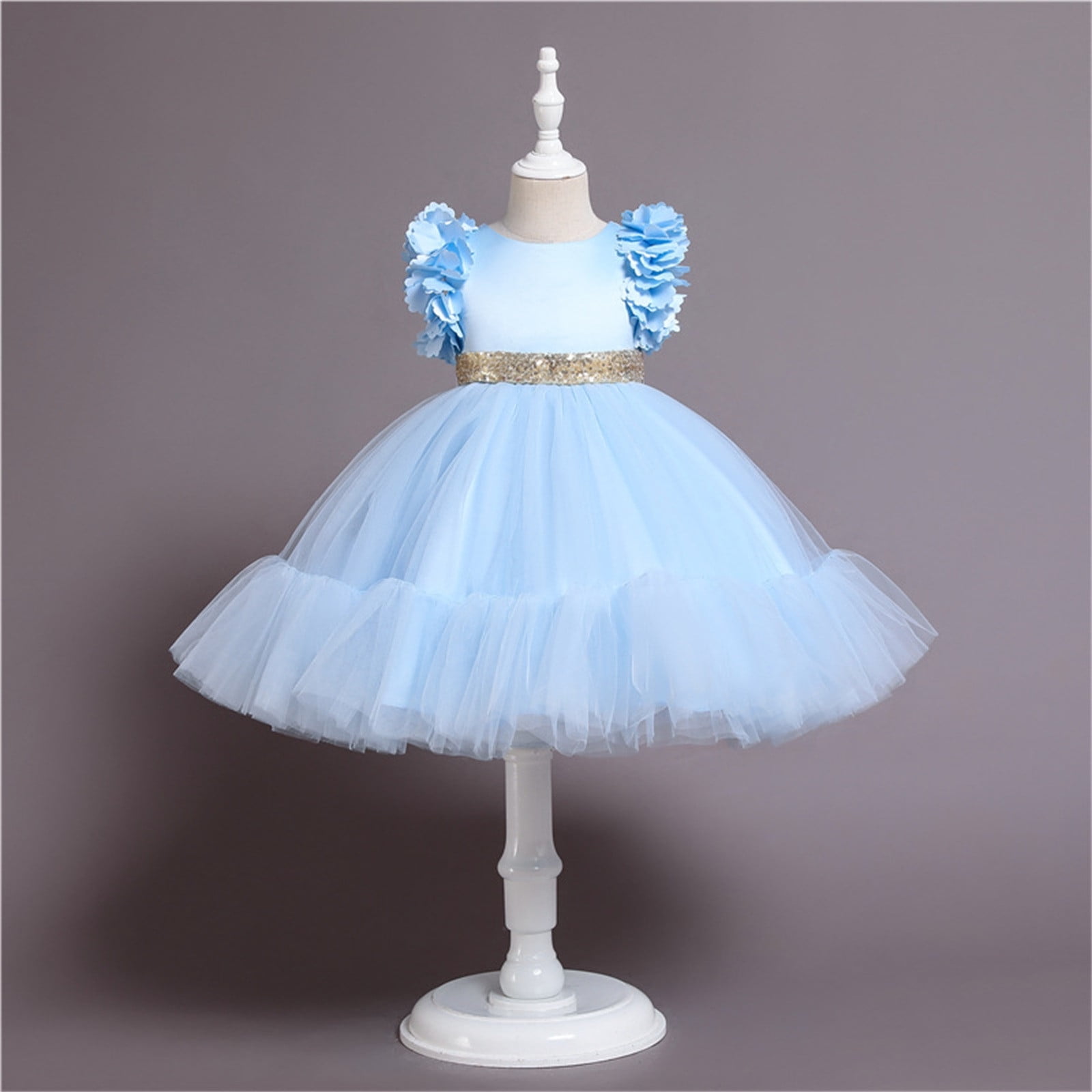 Toddlers Dresses Flower Girl Dress Sleeveless Tulle Dress Tea Party Dresses  for Girls Light Blue Dress for Girls Dresses Match Girls Birthday Party  Dress 6-7 Years - Walmart.com, image size:1600x1600