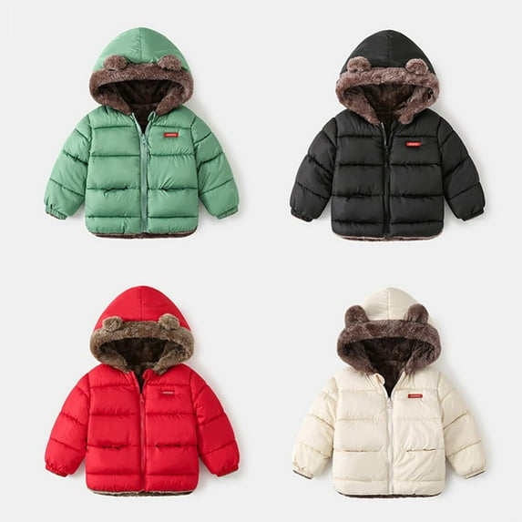 Toddlers Fleece Jackets Thick Warm Baby Girls Boys Soft Lovely Hoodies Down Coat Outerwear