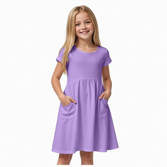 Toddlers Girl Short Sleeve Casual Summer Dresses Cute Little Toddler Kids Clothes