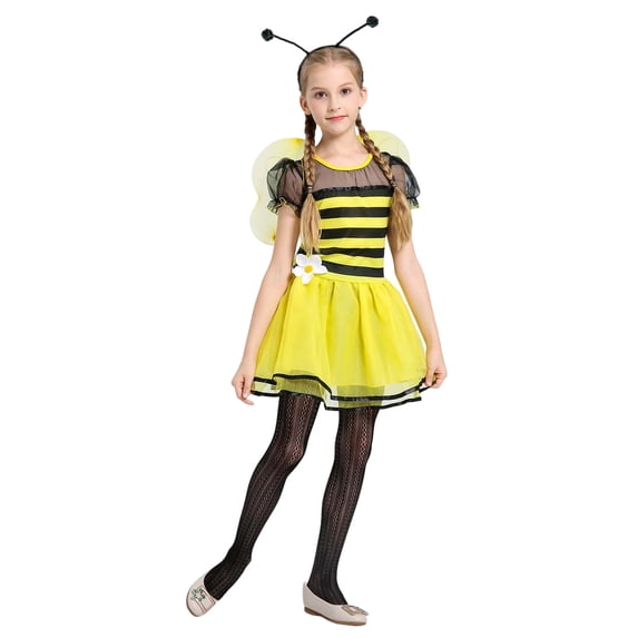 Toddlers Girls Bee Dress Girls Dresses With Headband Skirt For Stage Performance Dress Up Party Role Play Dress