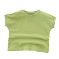 thumbnail image 1 of Toddlers Girls Cotton Short Sleeve Tee Crop Top Kids Summer Solid T-Shirt with Round Neck 1-7 Years, 1 of 5