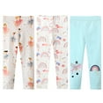 thumbnail image 1 of Toddlers Girls Leggings 3-Pack Set Cotton Casual Solid Printing Stretch Tights Pants for Kids 2-7 Years, 1 of 10