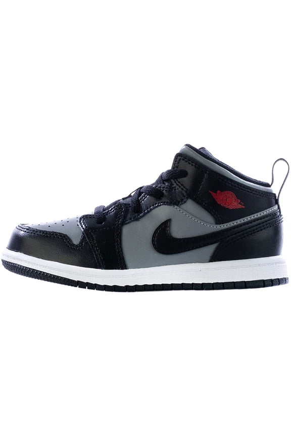 Toddler's Jordan 1 Mid Black/Gym Red-Particle Grey (640735 096) - 6