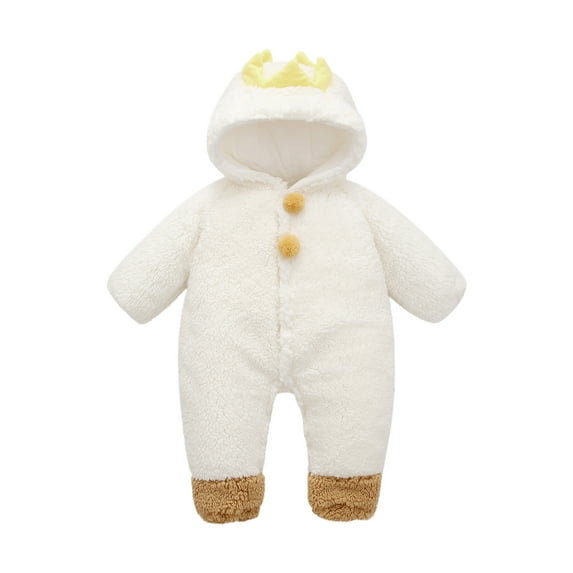 Toddlers Jumpsuit Toddler Baby Boys Girls Color Cute Bear Ears Winter Thick Keep Warm Jumpsuit Romper New Casual Winter Jumpsuits White 9-12 Months