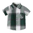 thumbnail image 1 of Toddlers Kids Button-Down Shirts with Pocket Size 0-5 Short Sleeve Tshirts Shirt Boys Casual Plaid Printed Collared Tees Tops, 1 of 2