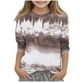 thumbnail image 1 of Toddlers Kids Casual T-shirts 3/4 Sleeve Girls Graphic Printed Tshirts Spring Fall Base Tees Polyester Tops (7 Years, Brown 01), 1 of 5