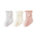 thumbnail image 1 of Toddlers Kids Crew Socks 3 Pack Cotton Cute Solid Color Ruffle Breathable Multipack Ankle Sock for 0-3 Years Newborns Boys & Girls, 1 of 3