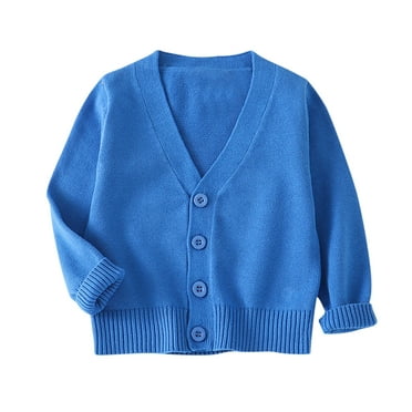 Toddlers Kids Fall Sweater Soft Knit Cotton Cardigan Sweaters Button Down Girls Boys 2-10 Years Lightweight (9-10 Years, Blue)