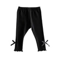 thumbnail image 1 of Toddlers Leggings Lace Trim Elastic Waisted Cotton Knit Stretch Long Pants for Baby Girls 6M-4T (6 Months, Black 01), 1 of 7