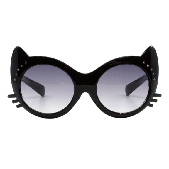 Toddlers & Little Girls Sunglasses Round Kitty Cat Rhinestones UV 400 Black