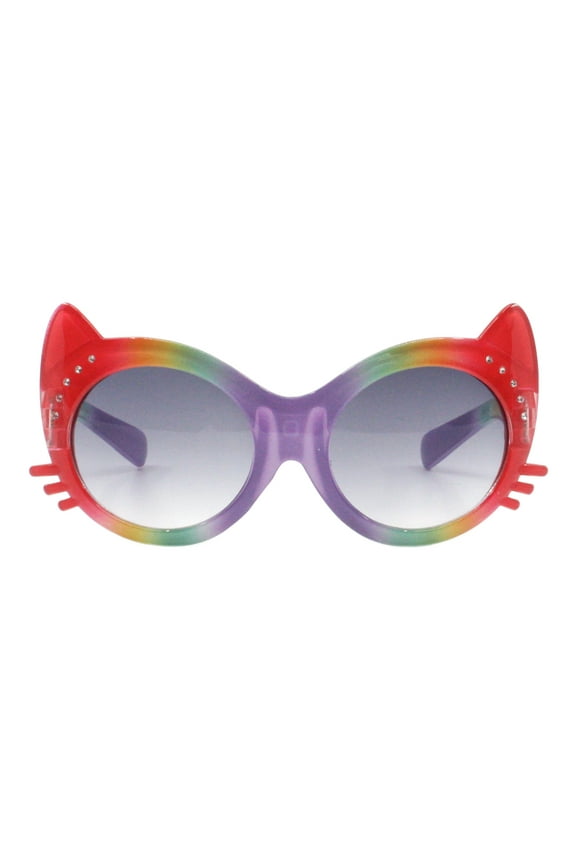 Toddlers & Little Girls Sunglasses Round Kitty Cat Rhinestones UV400 Red Purple