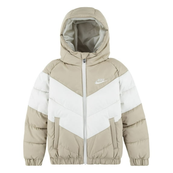 Toddlers Nike Hooded Chevron Midweight Water Resistant Jacket Color: Beige Size: 2T