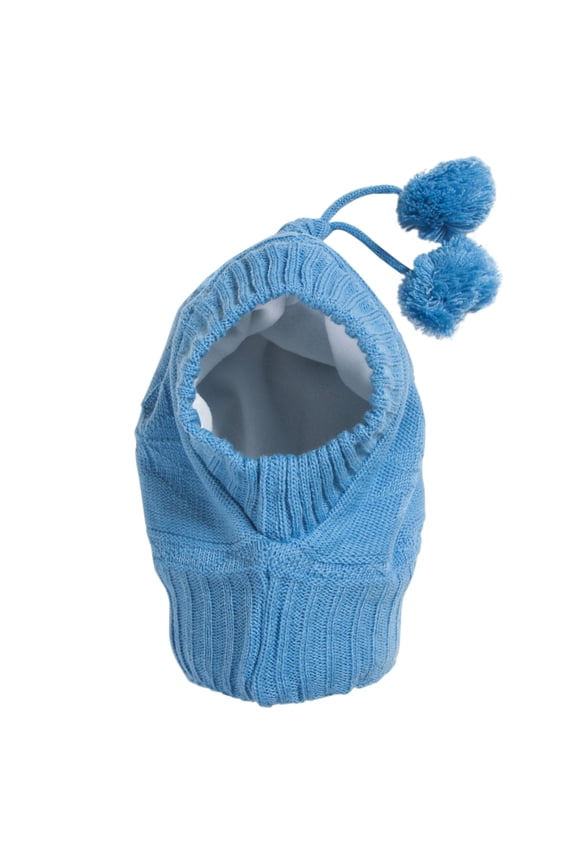 Toddlers One Hole Winter Flake Pom Ski Mask (2 pack), Blue