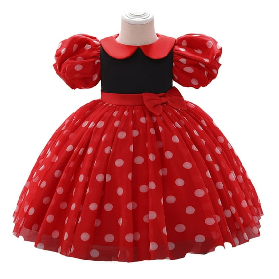 Toddlers Polka Dot Vintage Bow Dress Halloween Birthday Party Costume