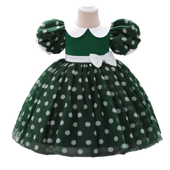 Toddlers Polka Dot Vintage Bow Dress Halloween Birthday Party Costume