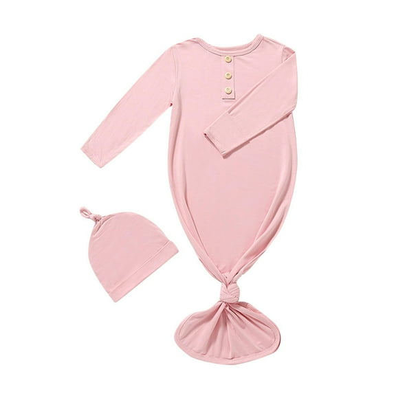 Toddlers Rompers and Jumpsuits Newborn Baby Boy and Baby Girl Solid Color Jumpsuit Pajamas Hat Set Rompers New Casual Winter Jumpsuits Pinks Newborn