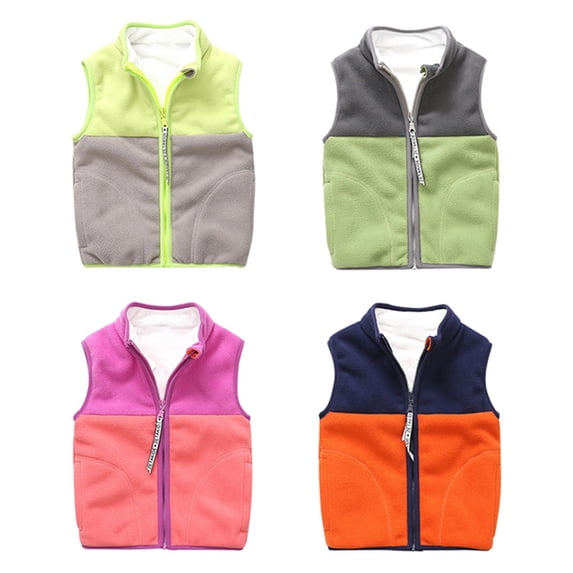 Toddlers Sleeveless Vest Warm Baseball Jacket Zipper Waistcoat