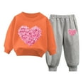 thumbnail image 1 of Toddlers Sweatsuits Kids Boy Girls Valentines Day Outfits 2 Piece Tracksuit Sweatshirt and Jogger Pants Set, 3-4 Years Orange 01, 1 of 4