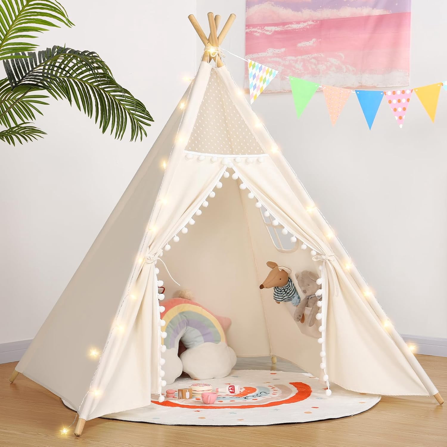 Teepee Tent For Kids,Large Indoor Playhouse For Boys & Girls, Multifunction Kids Play Tent For Indoor & Outdoor Play And Picnics - View #6