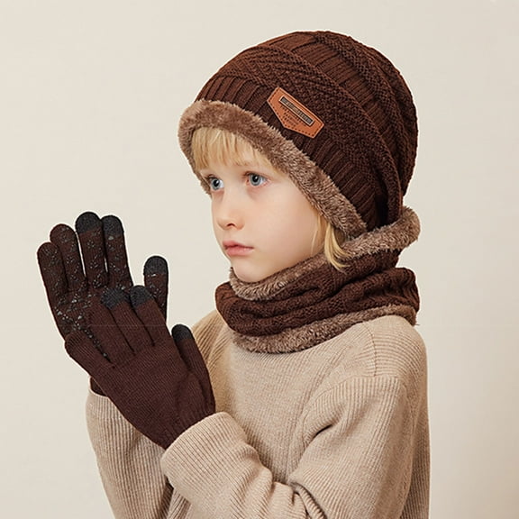 Toddlers Winter Hat Scarf & Glove Sets Size 1-11 Youth Boys Girls 3 Piece Thermal Warm Fleece Lined Beanies Hats Neck Gaiters Scarves and Gloves