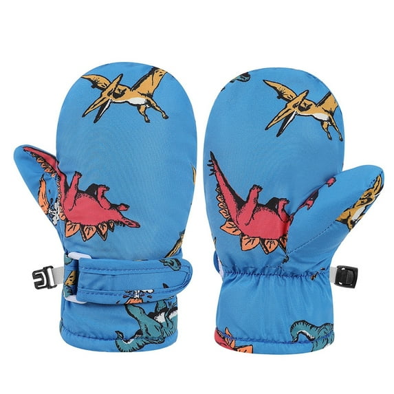 Toddlers Winter Mittens Non Slip Waterproof Snow Ski Gloves Zipper Velvet Cloth For Skiing Activities Sky Blue 6 M-24 M