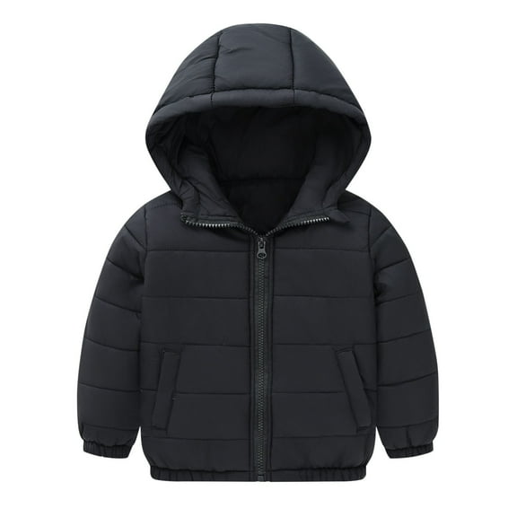 Toddlers Winter Warm Jacket Outerwear Baby Coats with Hooded Baby Boys Girls Light Weight Puffer Padded Jacket (Black 4 Years)