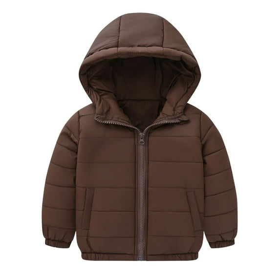 Toddlers Winter Warm Jacket Outerwear Baby Coats with Hooded Baby Boys Girls Light Weight Puffer Padded Jacket (Coffee 4 Years)