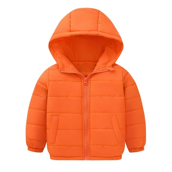 Toddlers Winter Warm Jacket Outerwear Baby Coats with Hooded Baby Boys Girls Light Weight Puffer Padded Jacket (Orange 5 Years)