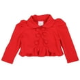 thumbnail image 1 of Toddlers and Girls French Terry Knit Zuri Scalloped Trim Crop-Jacket in Retro Red 3T, 1 of 8